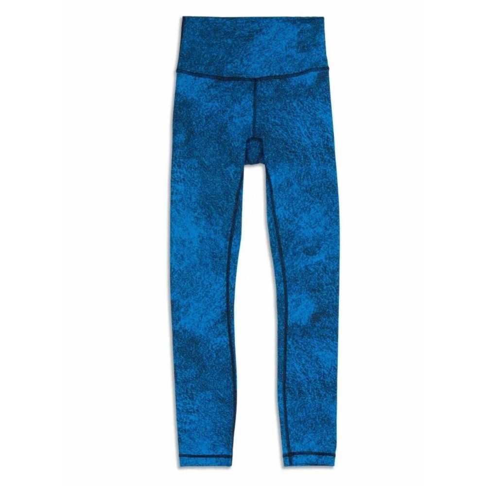 Lululemon Wunder Under Legging in Luon Spray Jacquard Shocking Blue Black Size 8